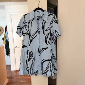 Anthropologie Light blue and Black Patterned dress